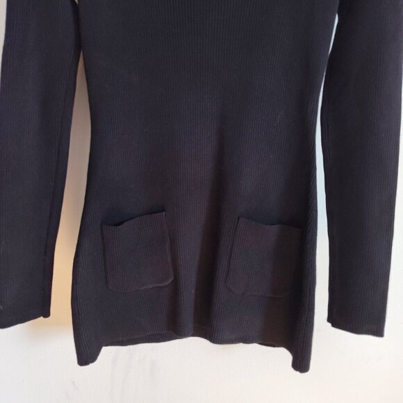 Ladies Petite SZ PS Inc Black Long-Sleeve Cowl-Neck Sweater - Picture 2 of 4